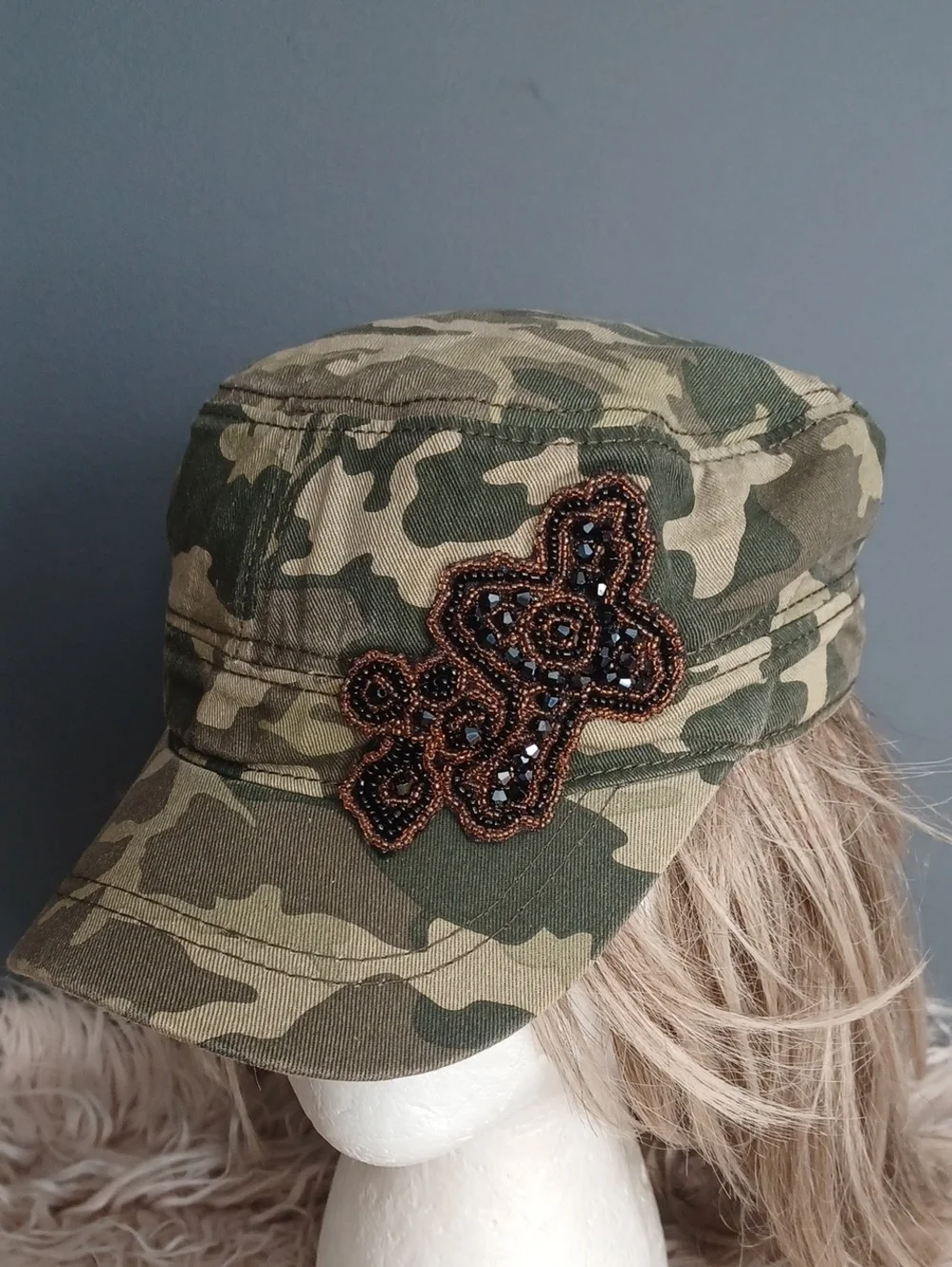 Military Style Camo Hat With Sparkly Accent